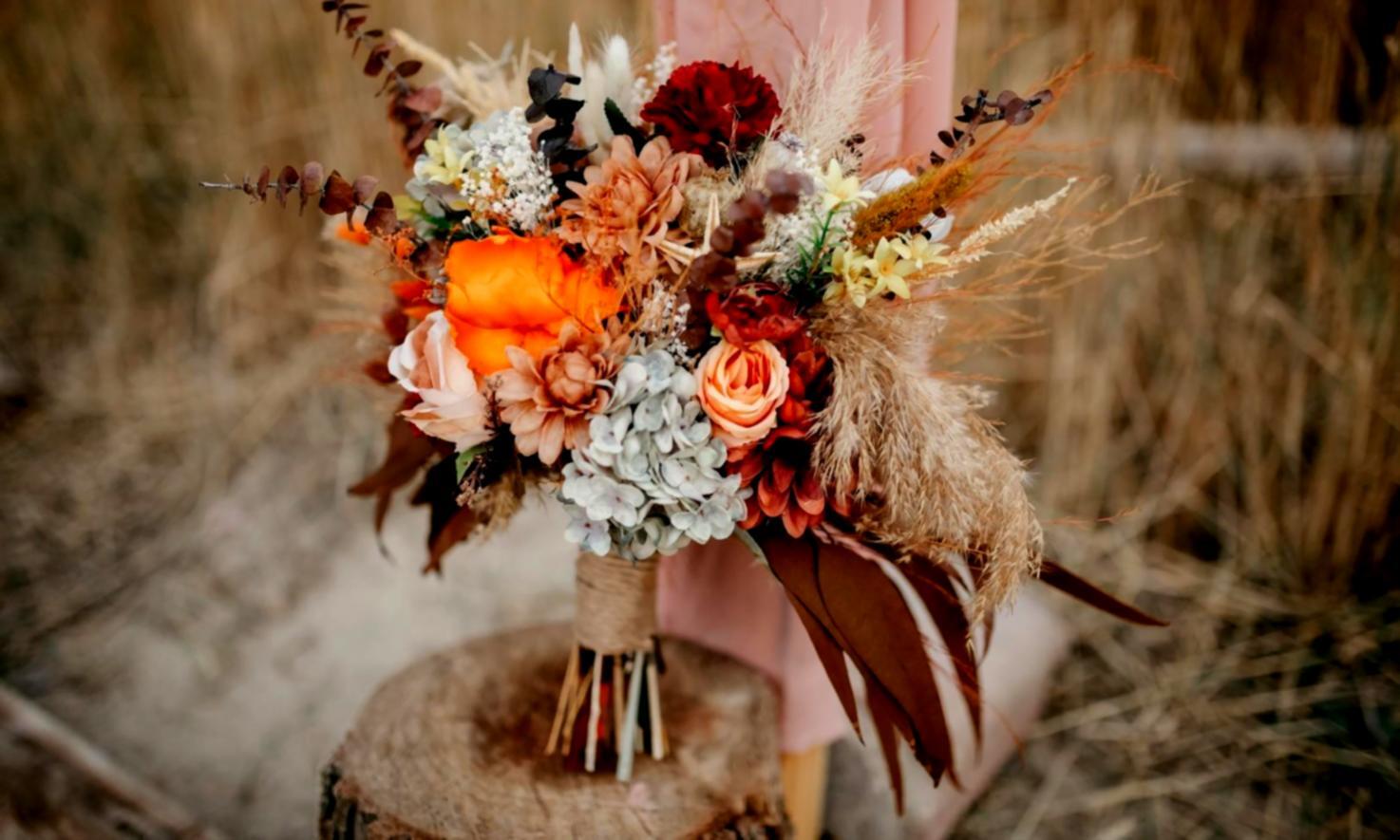 Flower arrangement in preparation at the studio