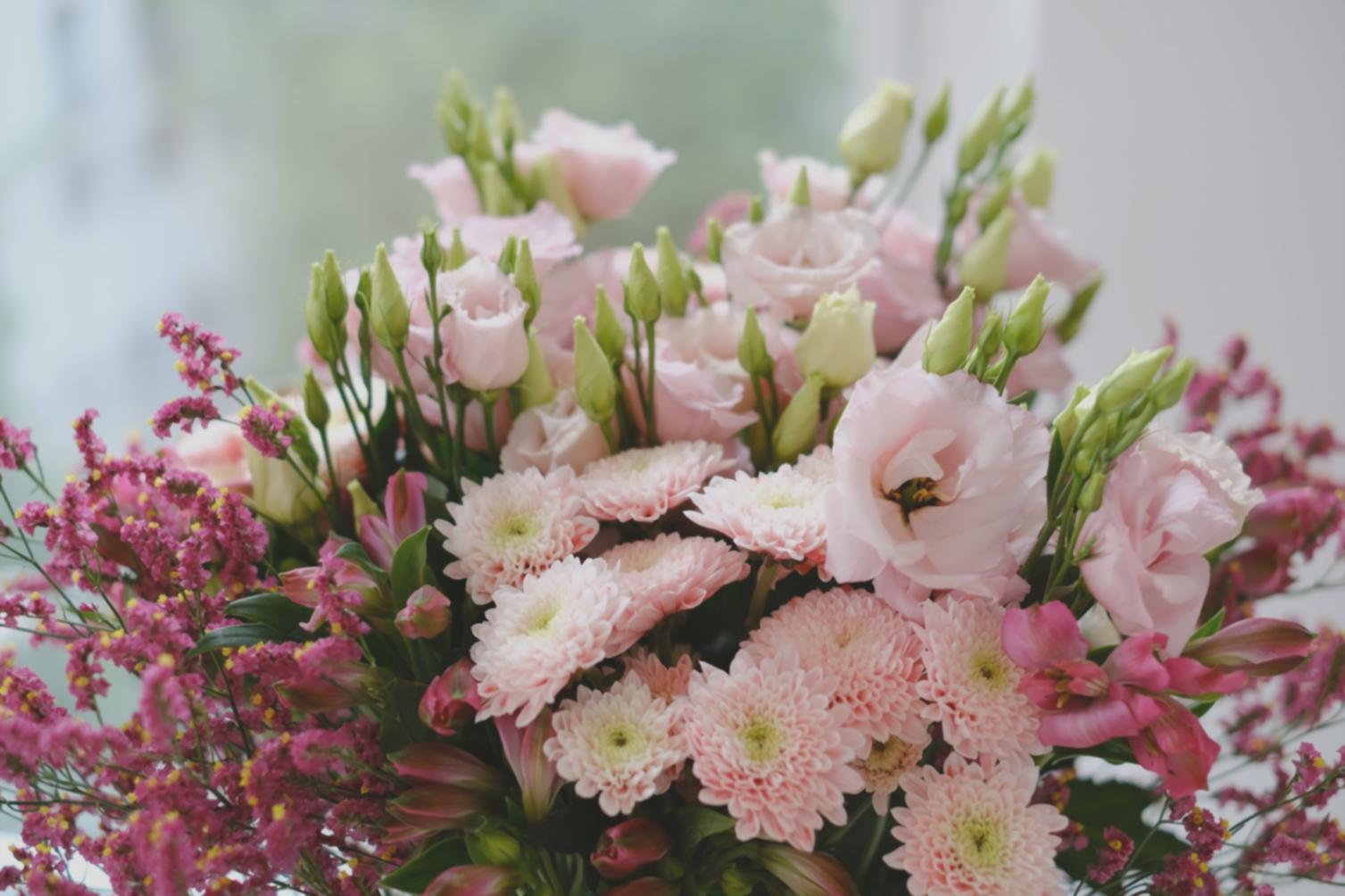 Flower arrangement in progress
